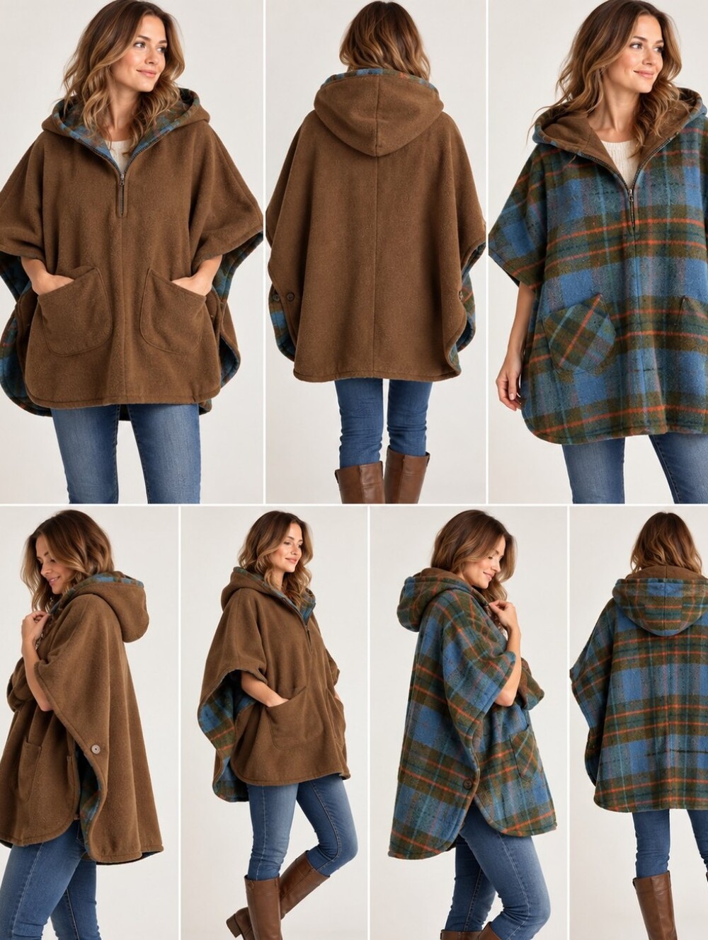 Vintage Handmade Reversible Wool Poncho